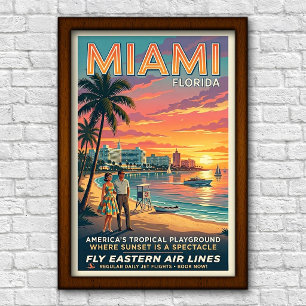 Poster Viagem Miami, Flórida, anos 60