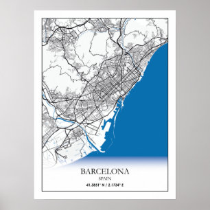 Poster Viagem Mínimo Simples do Mapa da Cidade de Barcel