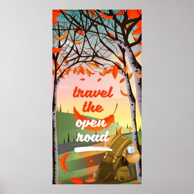 Pôster Viagem, mochila aberta (Frente)