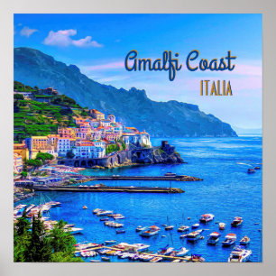 Poster Viagem moderno da fotografia de Amalfi Italia