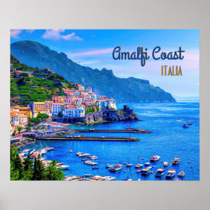 Poster Viagem moderno da fotografia de Amalfi Italia