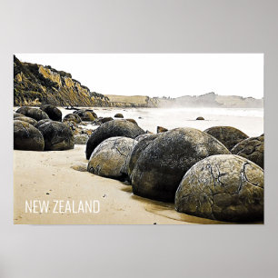 Poster viagem Moeraki Boulders