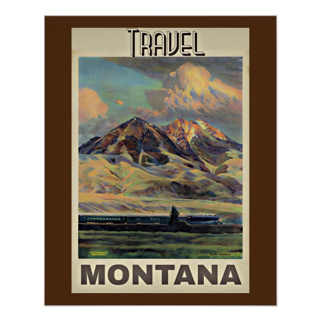 Pôster Viagem Montana, poster vintage, (Frente)