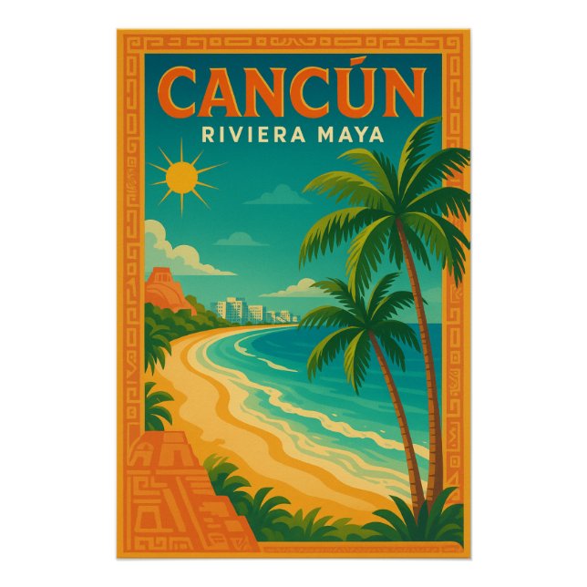 Pôster Viagem para Cancún – Riviera Maya (Frente)