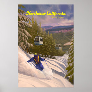 Poster Viagem para o Northstar California Lake Tahoe Ski