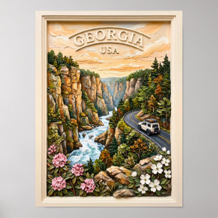 Poster Viagem pela Estrada da Geórgia EUA Paisagem Textur
