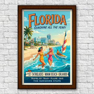 Poster Viagem pela Flórida dos anos 60