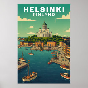 Poster Viagem pela Orla da Cidade de Helsínquia Finlândia