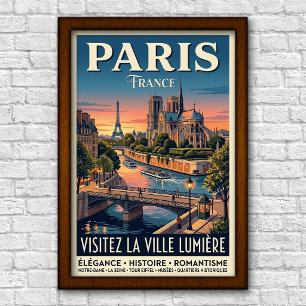 Poster Viagem pela Paris, França dos anos 60