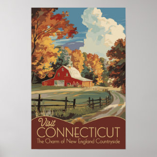 Poster Viagem pelo Interior de Connecticut Arte Vintage