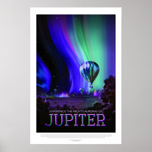 Pôster Viagem poderoso do balão das Auroras de Jupiter d