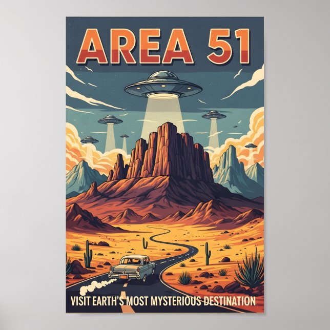 Poster Viagem Retro à Área 51 (Frente)