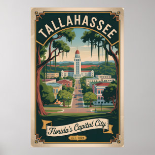 Poster Viagem Retro Alta Tallahassee Flórida