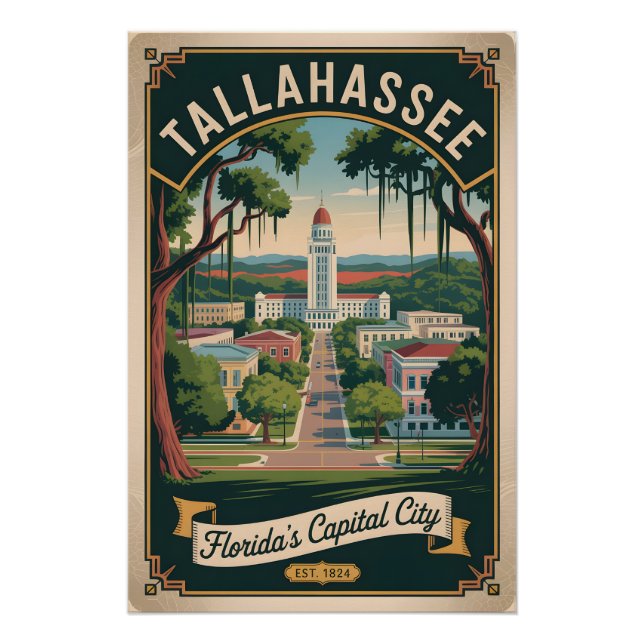 Pôster Viagem Retro Alta Tallahassee Flórida (Frente)