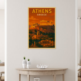 Pôster Viagem Retro Atenas Grécia
