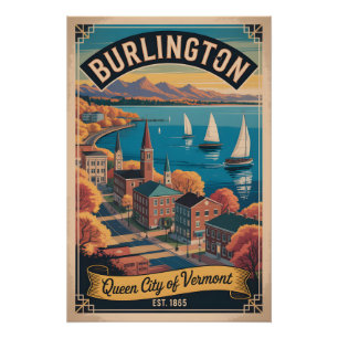 Pôster Viagem Retro Burlington Vermont