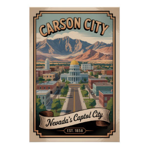 Pôster Viagem Retro Carson City Nevada Antiga