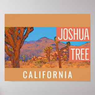 Poster Viagem Retro da Califórnia em Joshua Tree