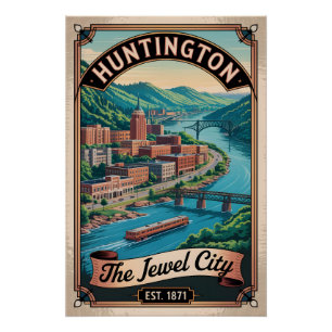Pôster Viagem Retro Huntington West Virginia Vintage
