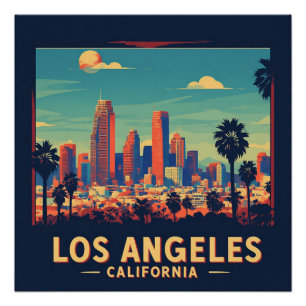 Pôster Viagem Retro Los Angeles Califórnia