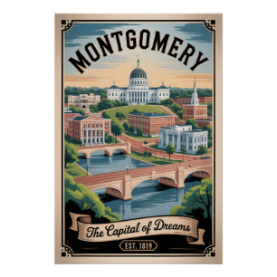 Pôster Viagem Retro Montgomery Alabama Vintage