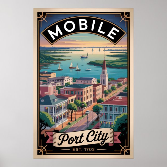 Poster Viagem Retro Móvel Alabama Vintage (Frente)