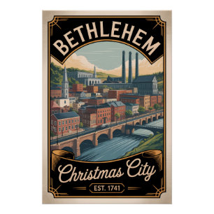 Pôster Viagem Retro Vintage Bethlehem Pensilvânia