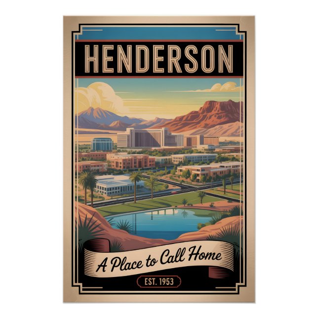 Pôster Viagem Retro Vintage Henderson Nevada (Frente)