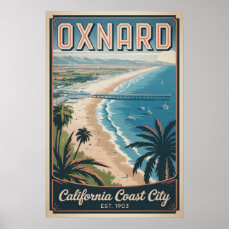 Poster Viagem Retro Vintage Oxnard Califórnia