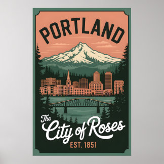 Poster Viagem Retro Vintage Portland Oregon