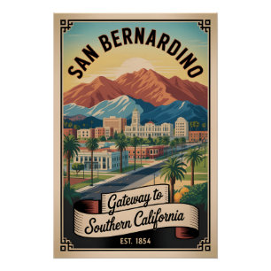 Pôster Viagem Retro Vintage San Bernardino Califórnia