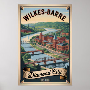 Poster Viagem Retro Vintage Wilkes-Barre Pensilvânia