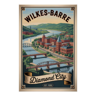 Pôster Viagem Retro Vintage Wilkes-Barre Pensilvânia