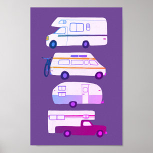Poster VIAGEM RODOVIÁRIA! Campervan vanlife RV Trailer Pu
