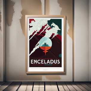 Poster Viagem Sci-Fi Ad, Planet Enceladus