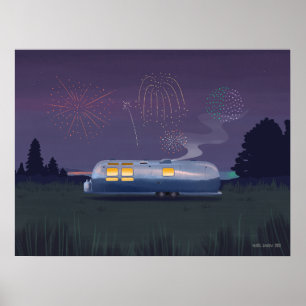 Poster Viagem Silver RV & Night Sky