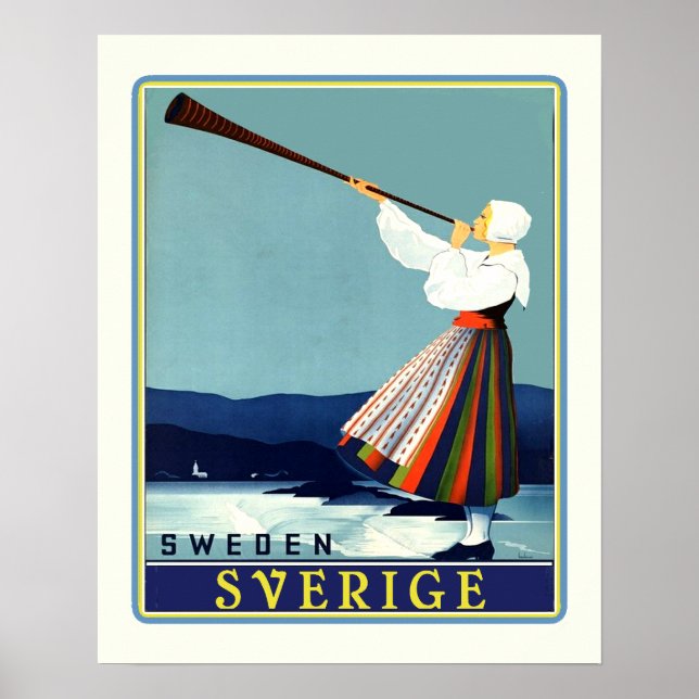 Poster Viagem Sueco Sverige (Frente)