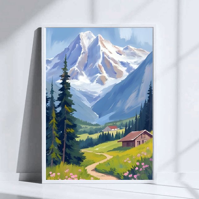 Poster Viagem Suiça de encostas dos Alpes Suíços (Criador carregado)