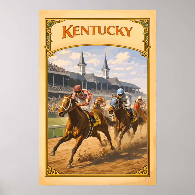 Poster Viagem Vintage Derby de Kentucky (Frente)