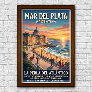 Poster Viagem Vintage Mar del Plata, Argentina anos 60