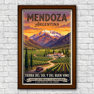 Poster Viagem Vintage Mendoza Argentina Década de 1960