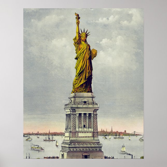 Pôster Viagem Vintage Statue of Liberty New York (Frente)