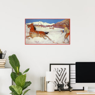 Poster Viagens Antigas, Inverno em Engadin Suíça