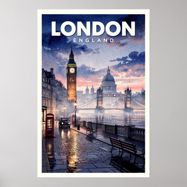 Poster Viagens Antigas Londres Inglaterra (Frente)
