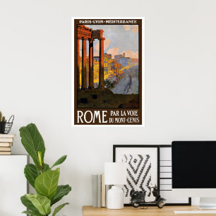 Pôster Viagens Antigas, Roma Itália Fórum Romano ao Amanh