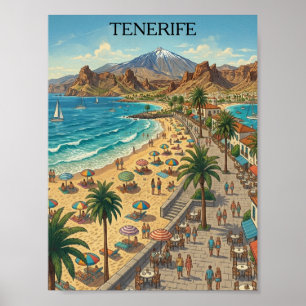Poster Viagens Antigas Tenerife Ilhas Canárias Espanha 