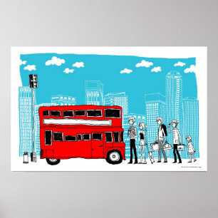 Pôster Viagens ao trabalho que esperam no paragem do