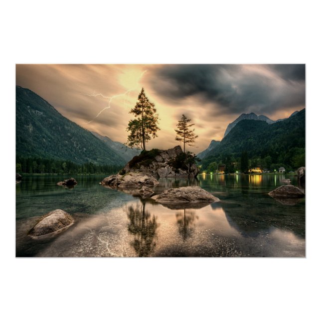 Pôster Viagens naturais - Paisagem das montanhas hídricas (Frente)