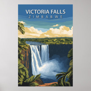 Poster Viagens pela Cachoeira Vitória Vintage Zimbábue