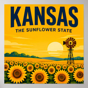 Poster Viagens pelas Grandes Planícies de Kansas e Colina